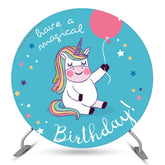 Magisch Einhorn Blau Runden Hintergrund Für Geburtstag